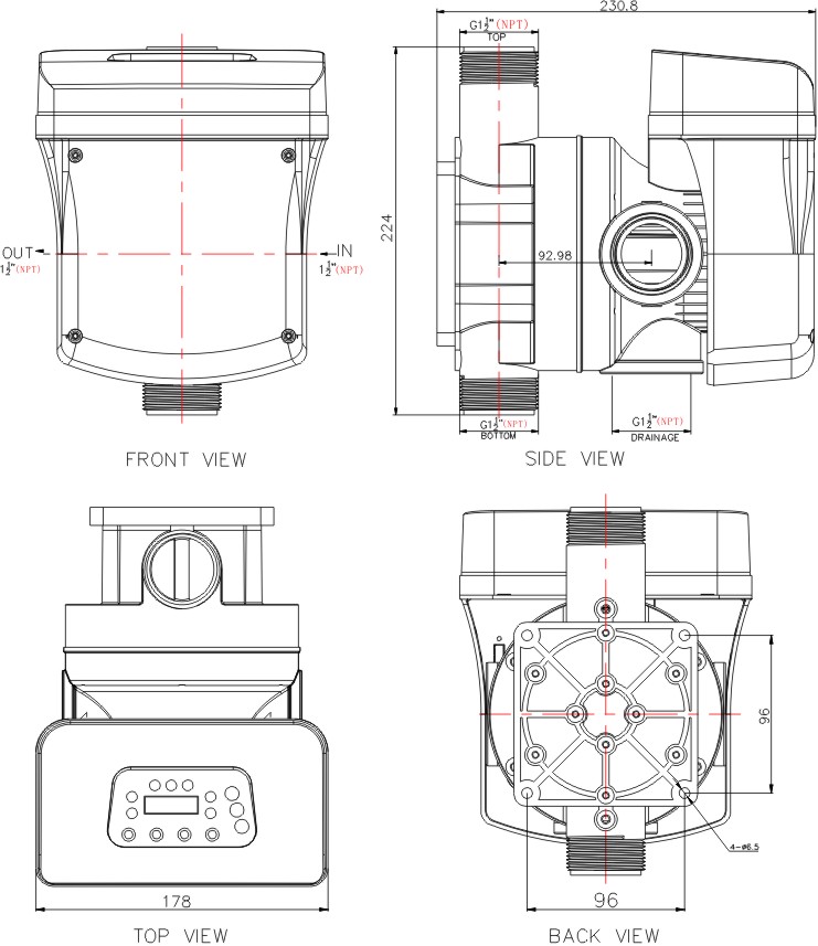 GL10-2 Water dimensions